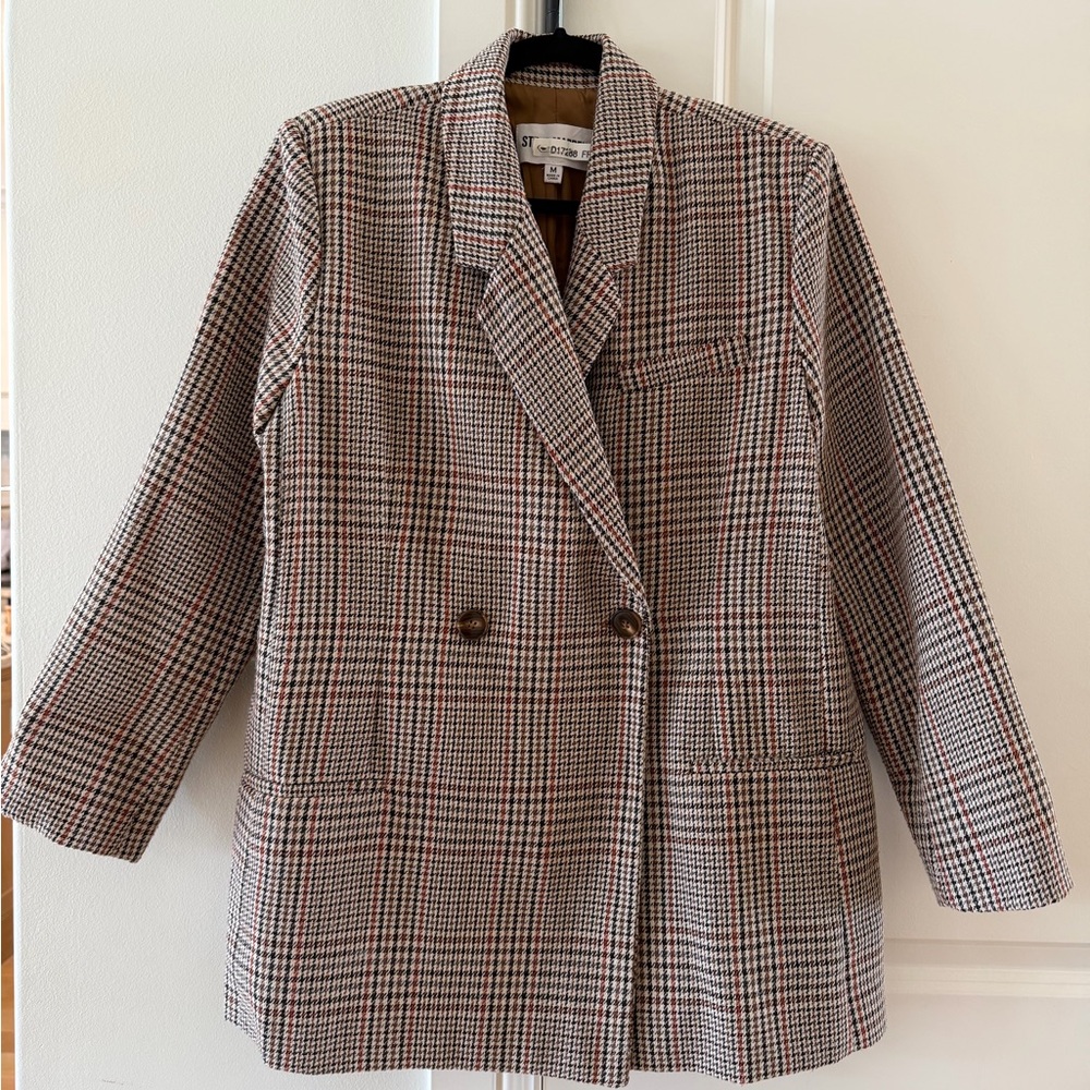 Steve Madden Stella Herringbone Relaxed Fit Blazer